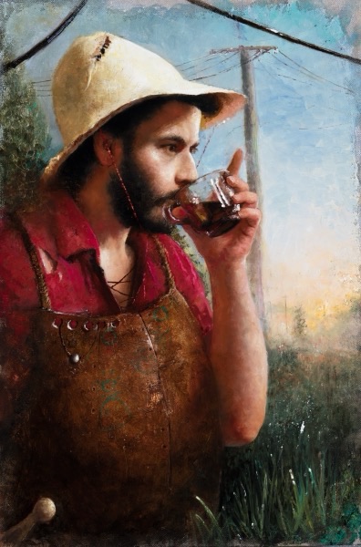 El Café Mañanero, 2024, Oil on linen, by Raúl Campos