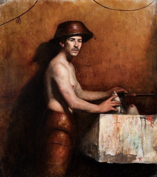 El Lava Pescados, 2024, Oil on linen, by Raúl Campos